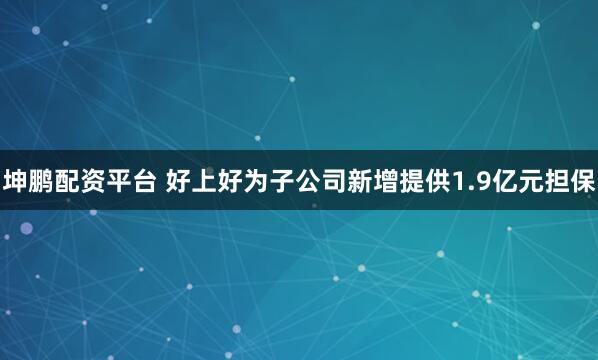 坤鹏配资平台 好上好为子公司新增提供1.9亿元担保